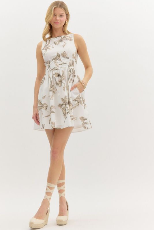 Botanical S/L Fit &amp; Flare Dress