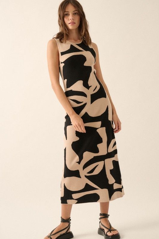 Abstract Floral Sweater Dress