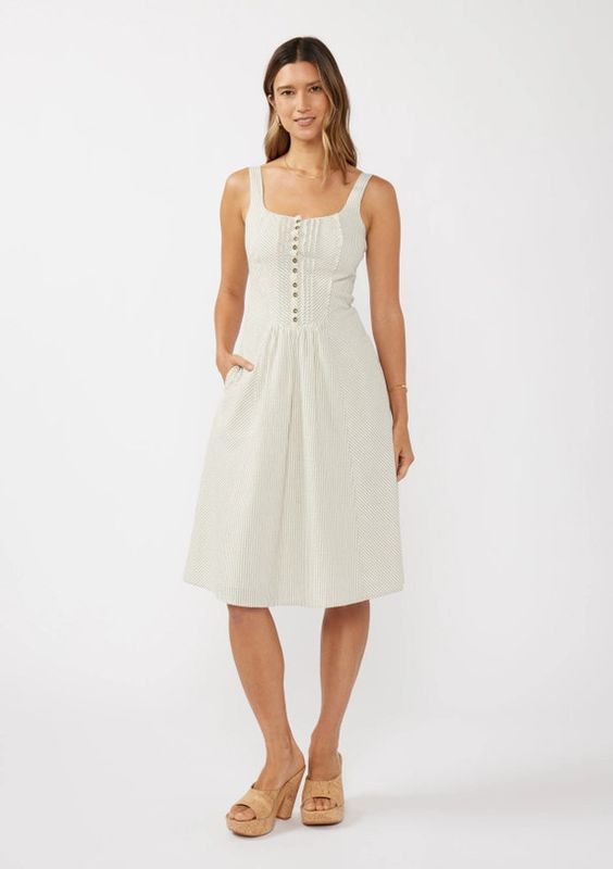 Button Down Corset Midi Dress