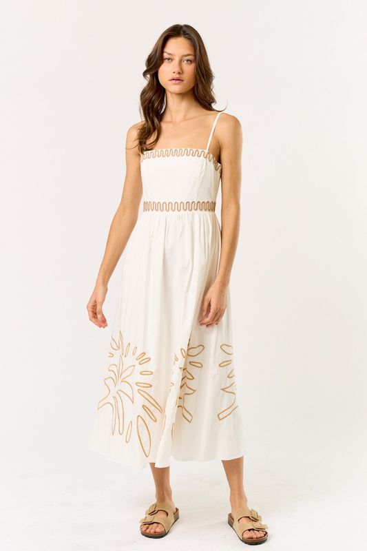 Embroidered Midi Dress