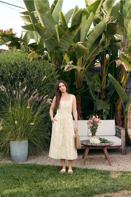 Bustier Square Neck Floral Midi Dress