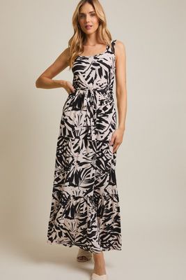 Square Neck Tropical Prt Dress
