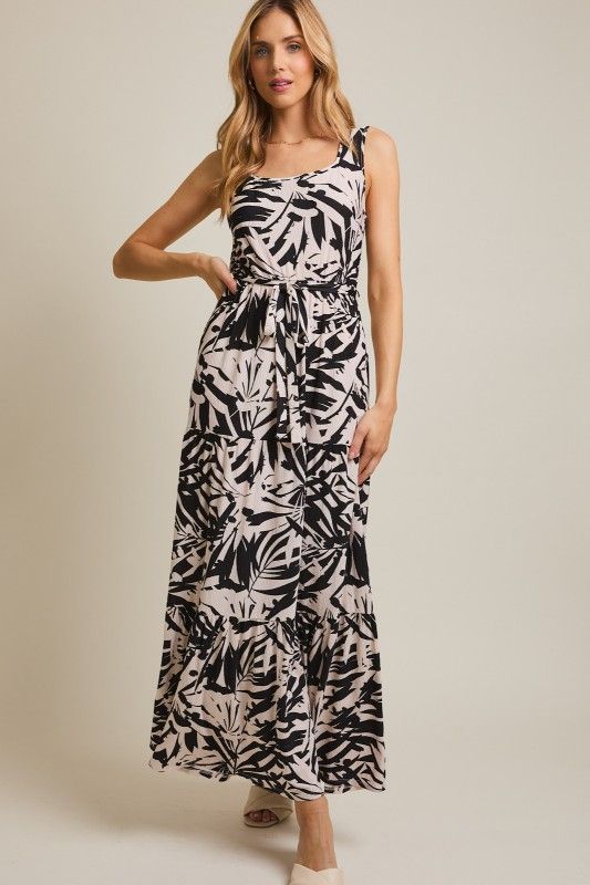 Square Neck Tropical Prt Dress