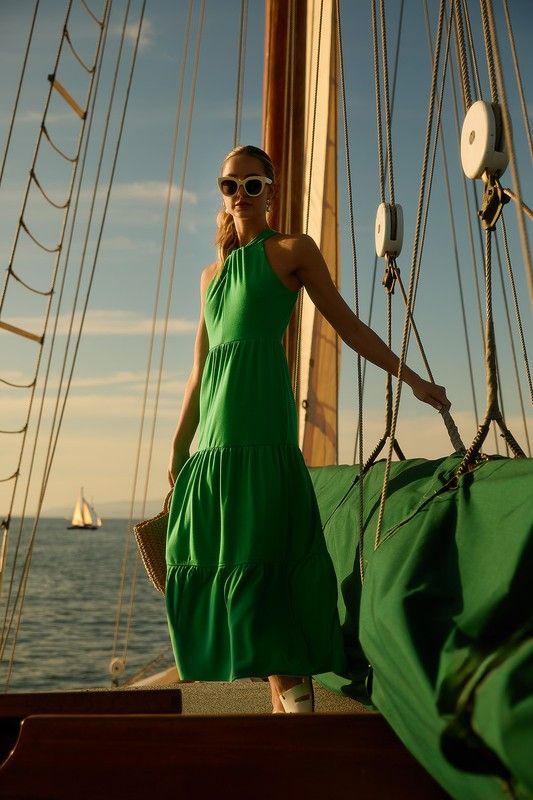 Halter Neck Front Twist Maxi Dress
