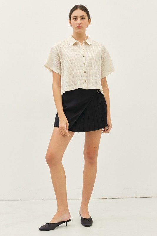 Relaxed Textured Button Down Shirt