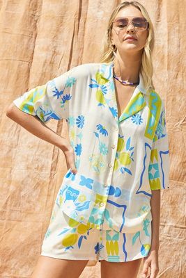 Tropical Print Button Shirt