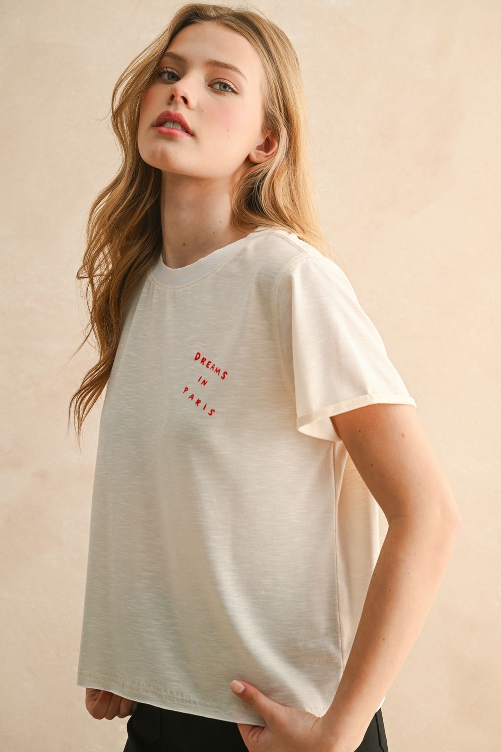 Paris Printed Graphic TShirt, Color: ECRU, Size: S