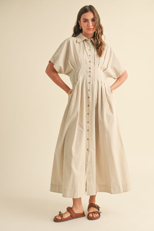 Striped Buttondown Shirt Dress