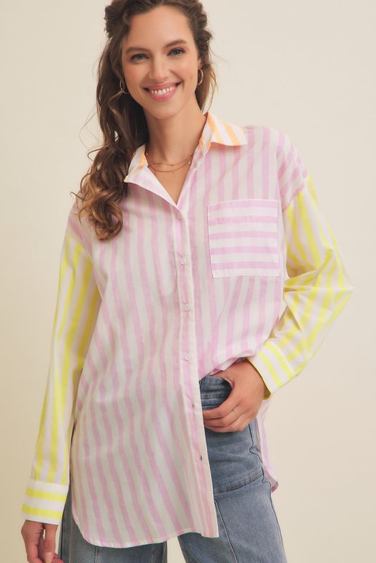 Multi Color Stripe Buttondown Shirt