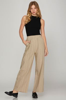Elastic Waist Pinstripe Pants