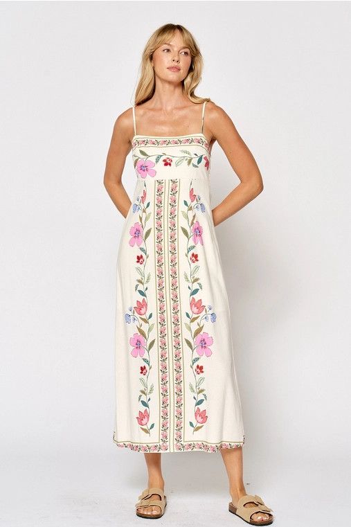 Cami Floral Print Maxi Dress, Color: WT/PINK, Size: S
