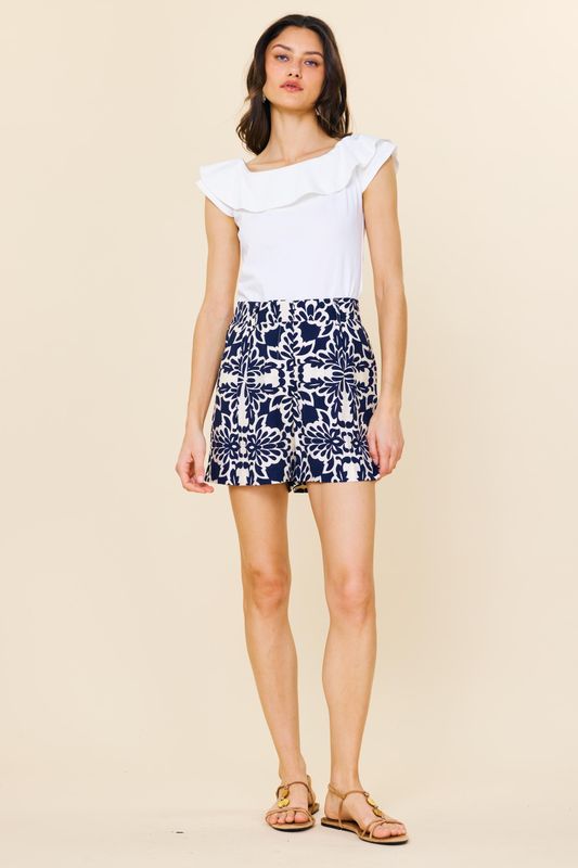 Printed Shorts W/Elastic Back