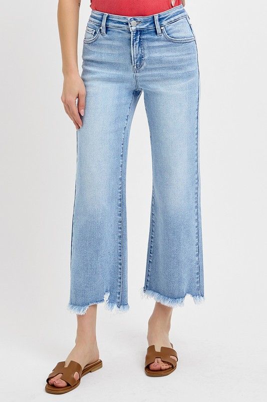 Mid-Rise Crop Straight Jeans