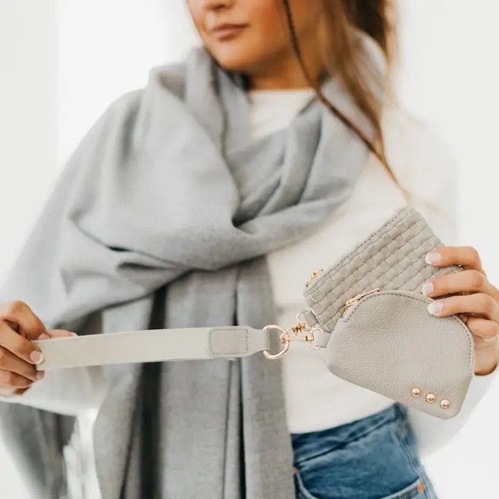 Wanderlust Woven Dual Pouch Wristlet, Color: GRAY