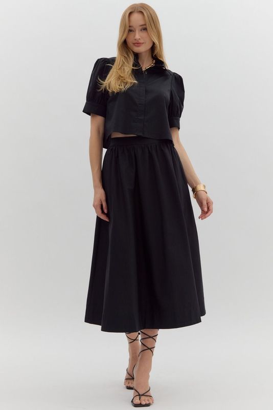 S/S Cuff Band Button Closure Top