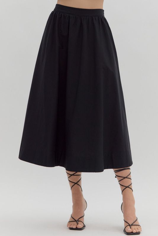 Solid Midi Skirt