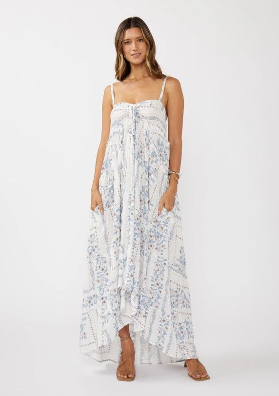 Hi Low Patchwork Ruffle Maxi Dress