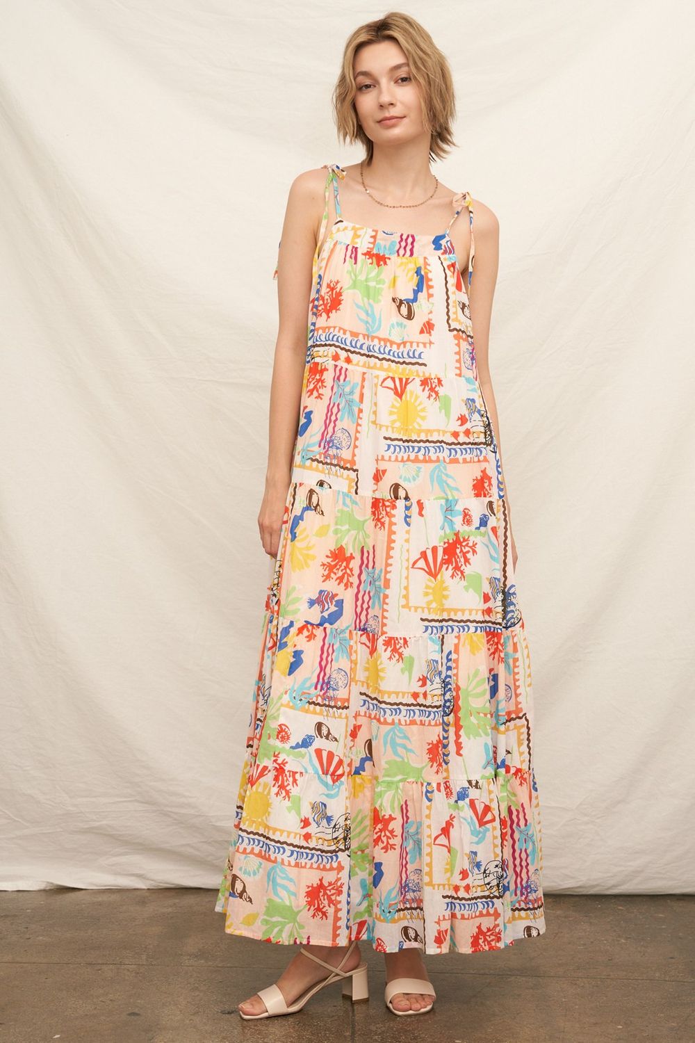 Beachy Coastal Print Maxi Dress