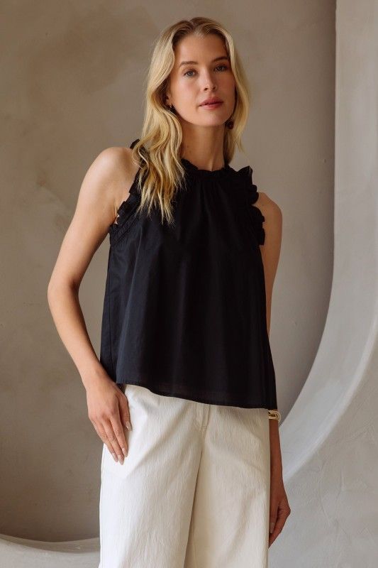 S/L Ruffle Poplin Top