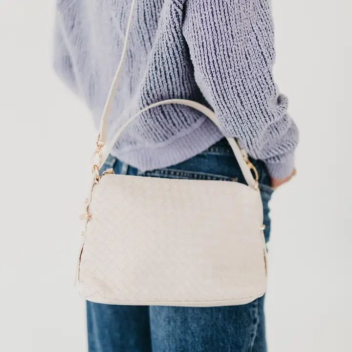 Harper Hobo Woven Shoulder Bag, Color: CREAM