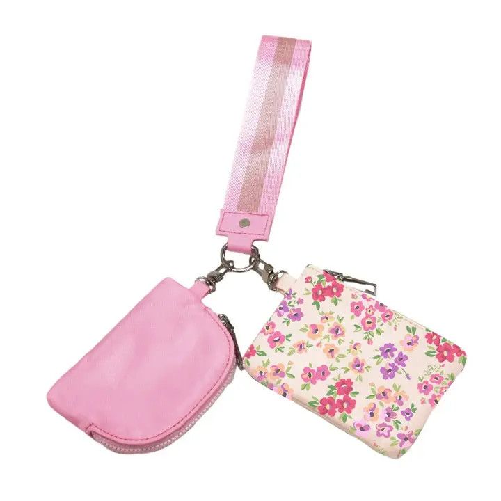 Summer Spritz Dual Pouch Wristlet, Color: PINK FLORAL