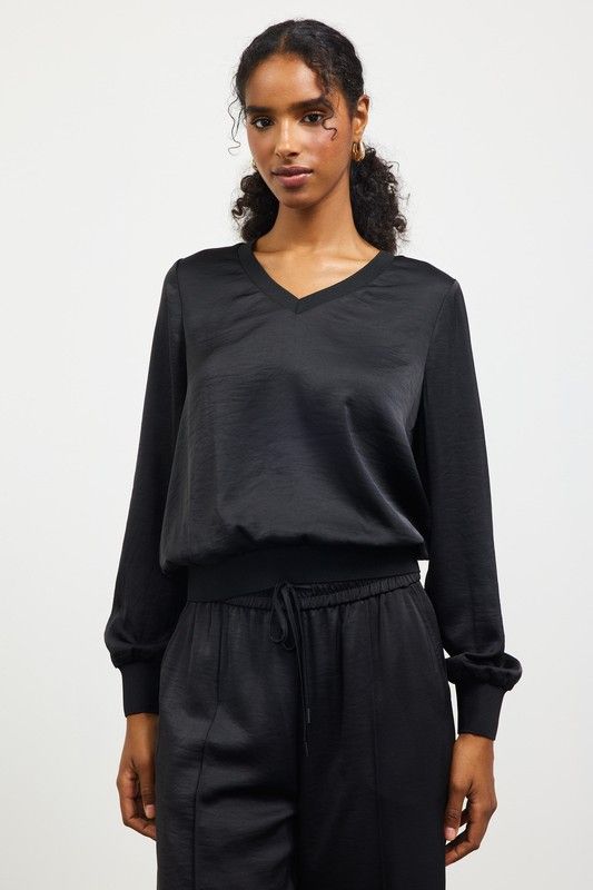 Long Sleeve Vneck Ribbed Top 