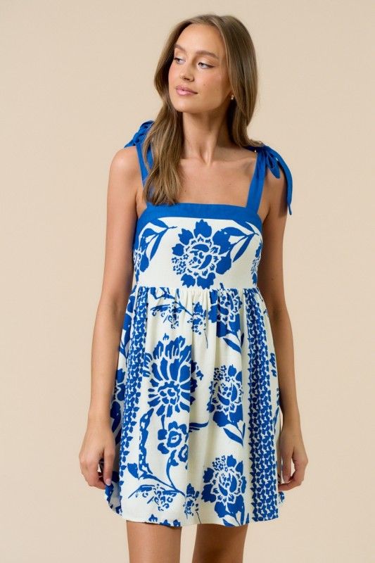 Shoulder Tie Strap Printed Dress