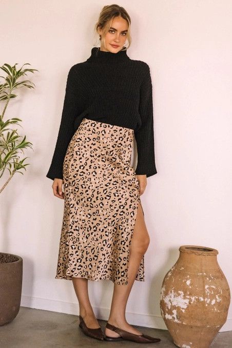 Leopard Satin Mini Skirt, Color: LEOPARD, Size: XS