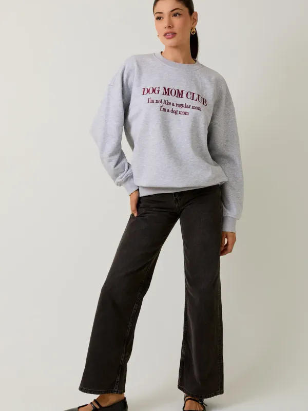 Dog Mom Embroidered Fleece Sweatshirt