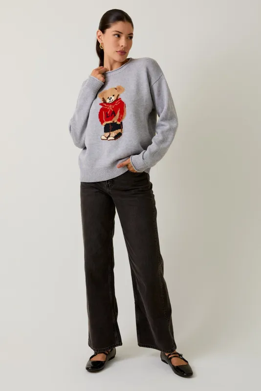 Roll up Neck Hoodie Bear Sweater