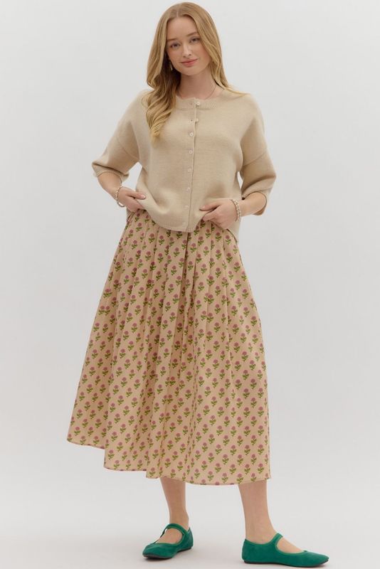 3/4 Wide Slv Button Cardigan