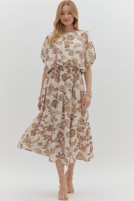 Floral Prt Tiered Midi Skirt