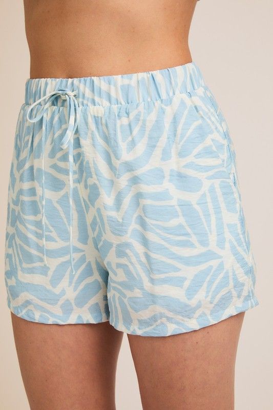 Abstract Prt Shorts, Color: LT BLUE/WHT, Size: S