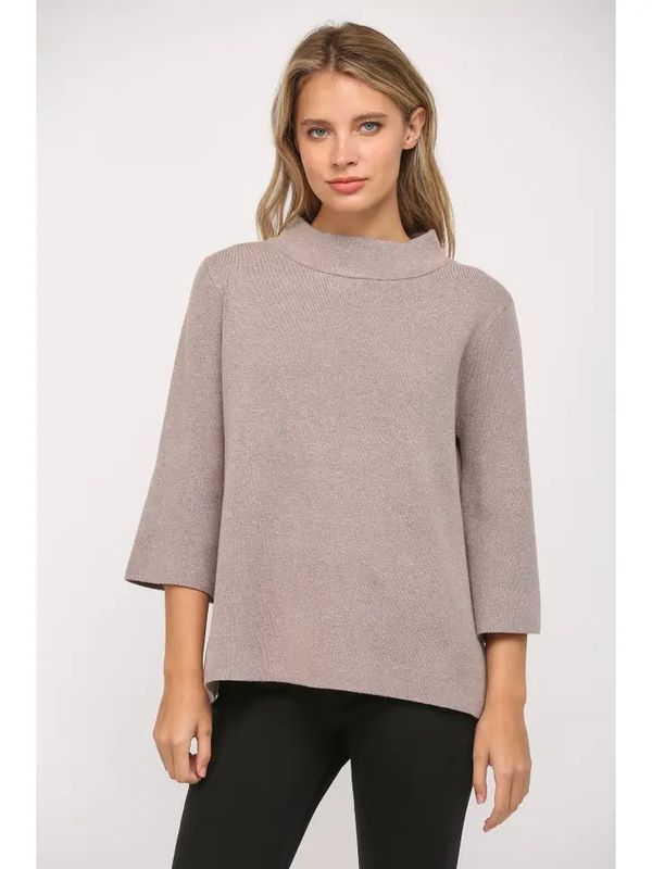 Mock Neck Bell Sleeve Sweater