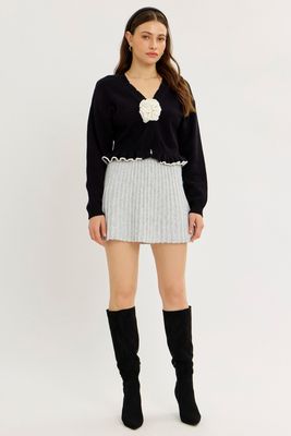 Pleated Sweater Mini Skirt