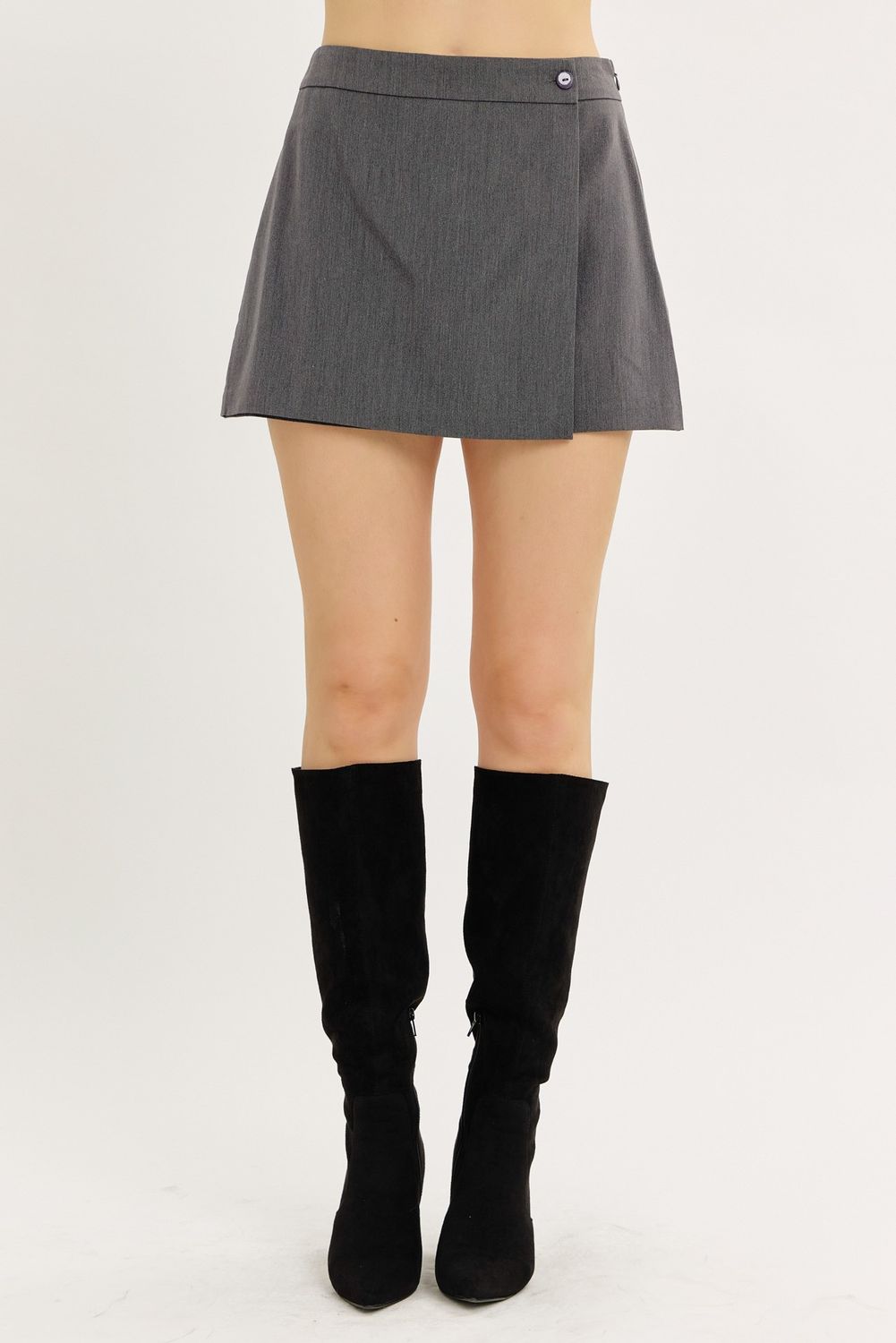 Wrap Mini Skort W/Side Zipper