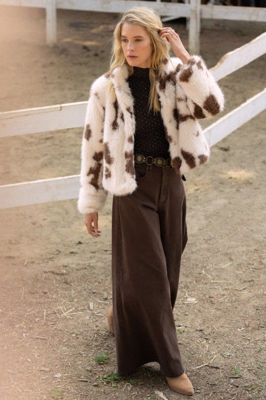 Faur Fur Cow Print Jacket