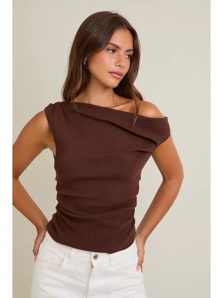 Asymmetrical Neck Sweater Top