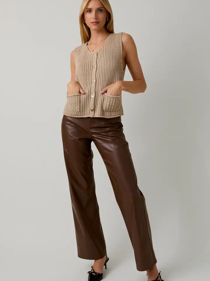 Relaxed Button Down Chunky Sweater Vest