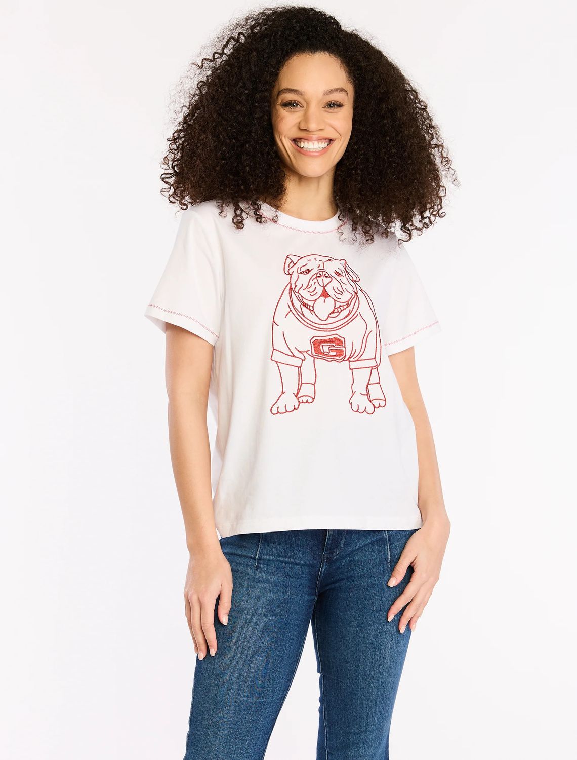 Georgia Embroidered Tee, Color: OFFWHT, Size: XS