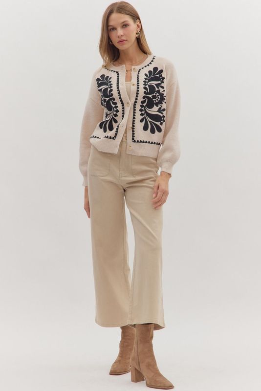Floral Embroidered Cardigan