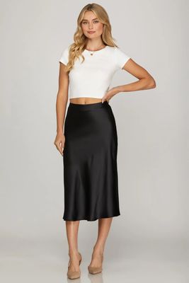 Satin Bias Midi Skirt