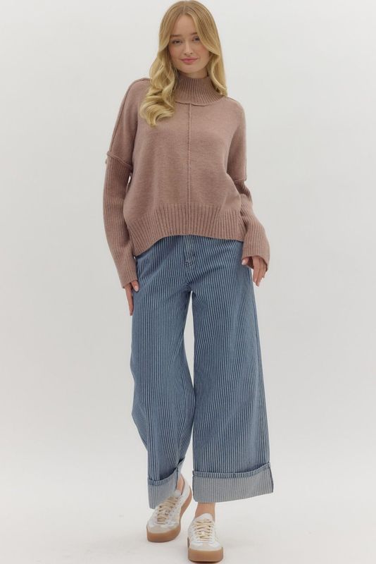 High Neck Seam Detail Sweater