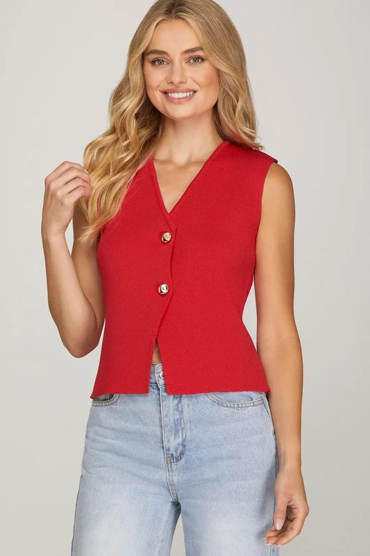 S/L Gold Button Knit Vest