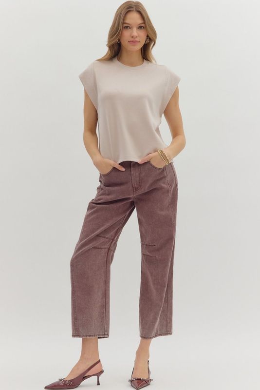Solid Cap Slv Solid Knit Top