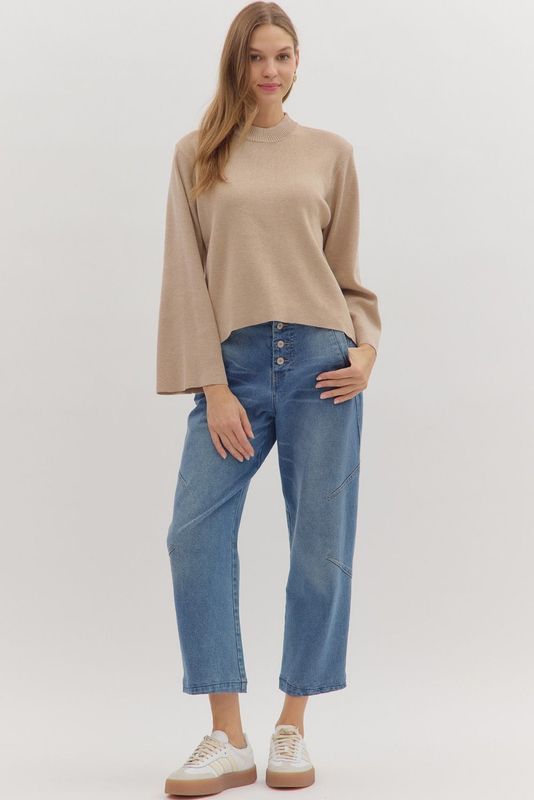 Bell Slv Mock Neck Sweater