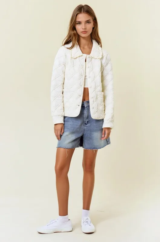 Oversized Collar Quilted Jacket