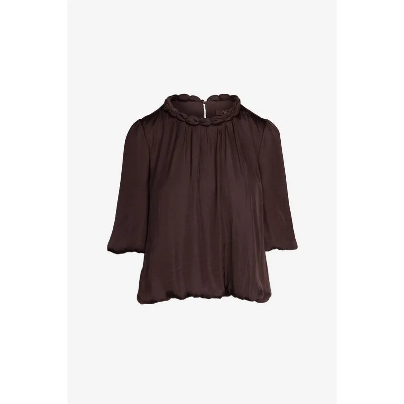 Round Neckline Accent Billowy Blouse
