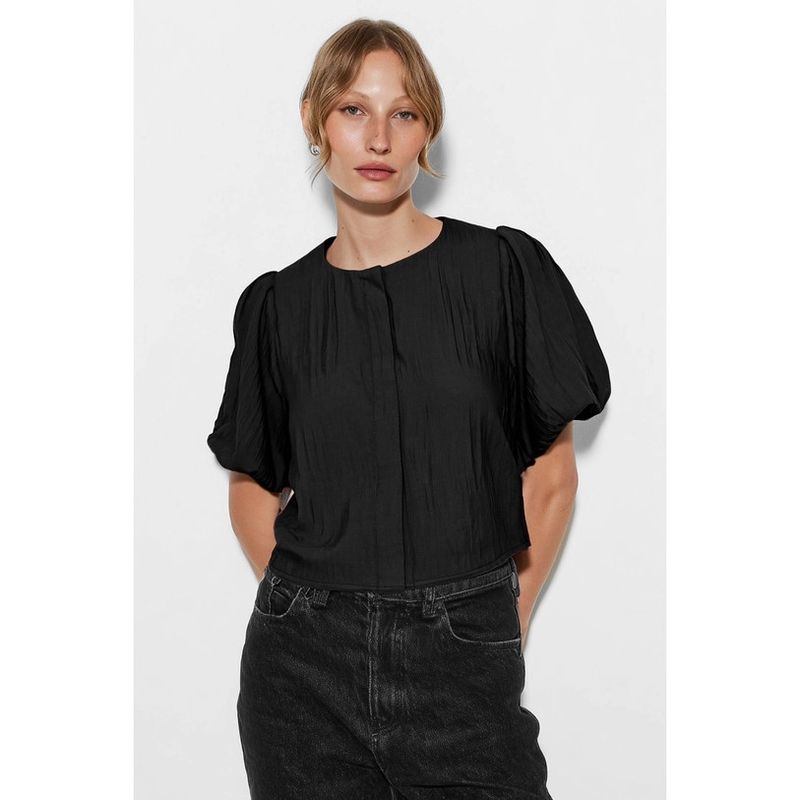 Puff Slv Button Up Blouse