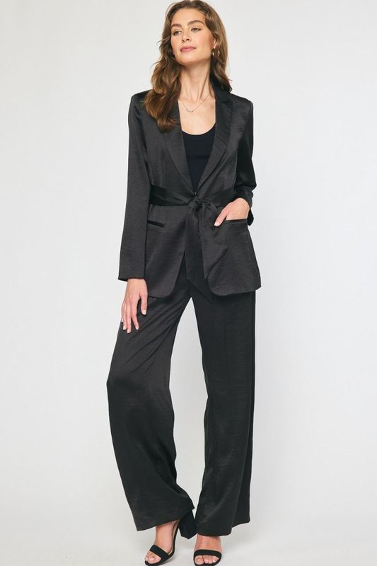 Satin High Waist Wide Leg Pants